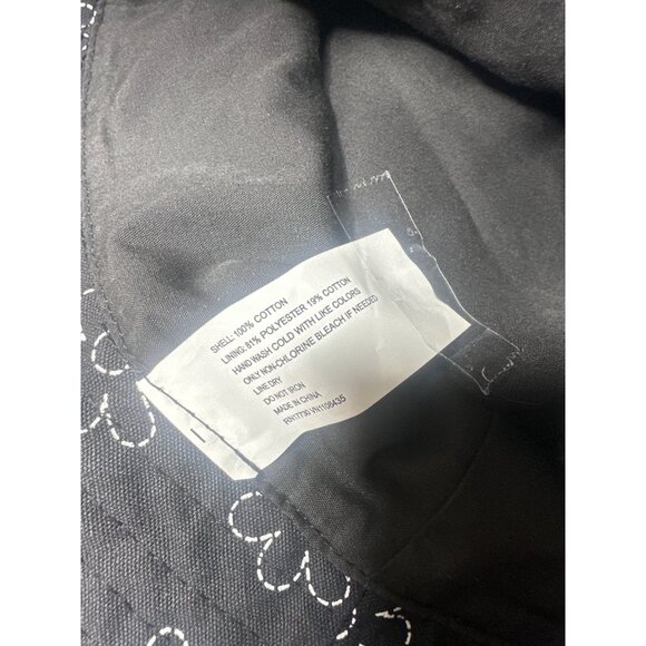 Art Class Black Embroidered Floral Bucket Hat 100% Cotton Lightweight All-Season - Picture 4 of 4